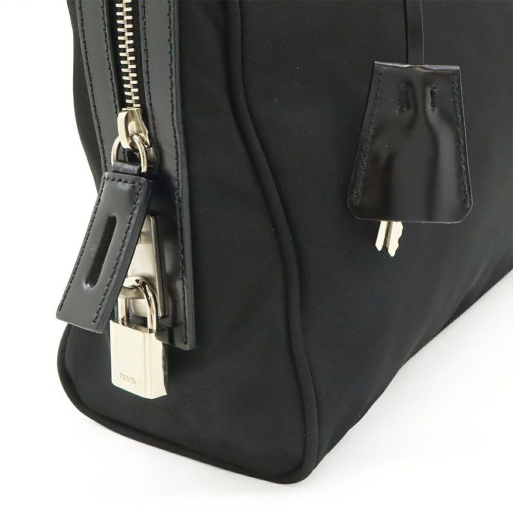 Prada Nylon Leather Triangle Logo Tote Bag - Picture 5 of 8